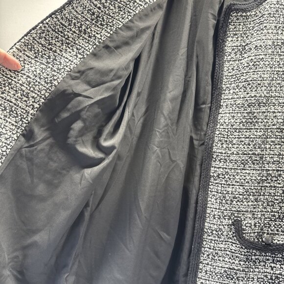 Talbots Women's Blazer Sz Small Petite Coat Open Lined Black White Tweed Pockets - Picture 7 of 12